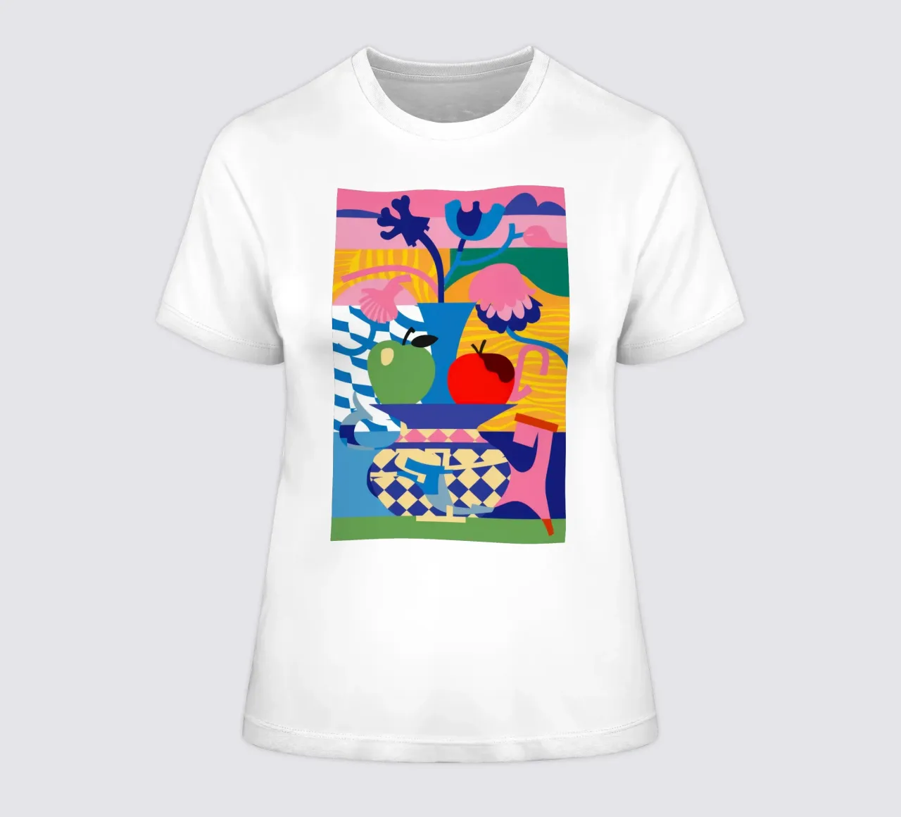 Medley di fiori cubisti t-shirt da donna da Mossy Pigment
