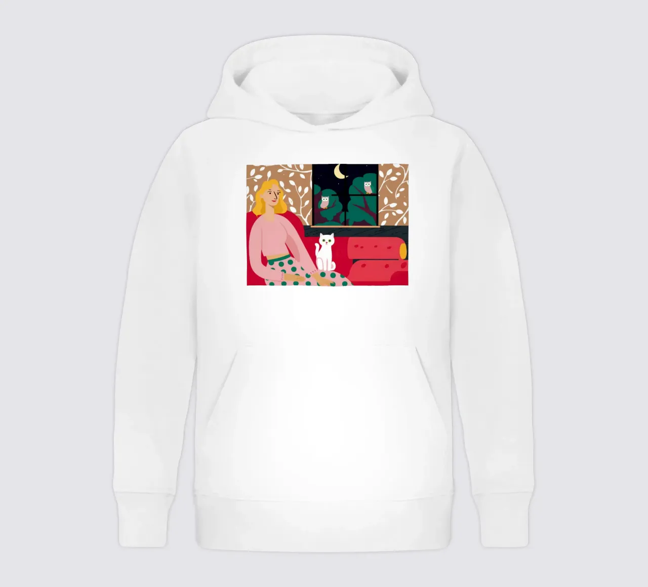 Nocturnal Sofa Contemplation kids hoodie by Hollow Years