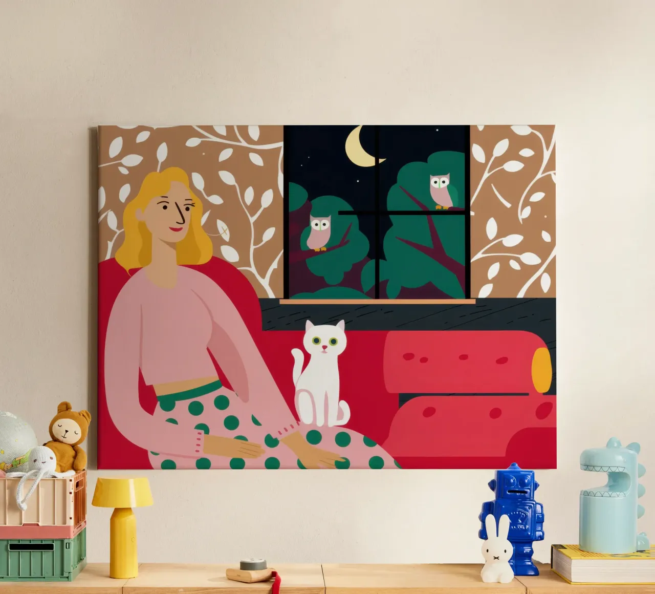 Nocturnal Sofa Contemplation canvas by Hollow Years