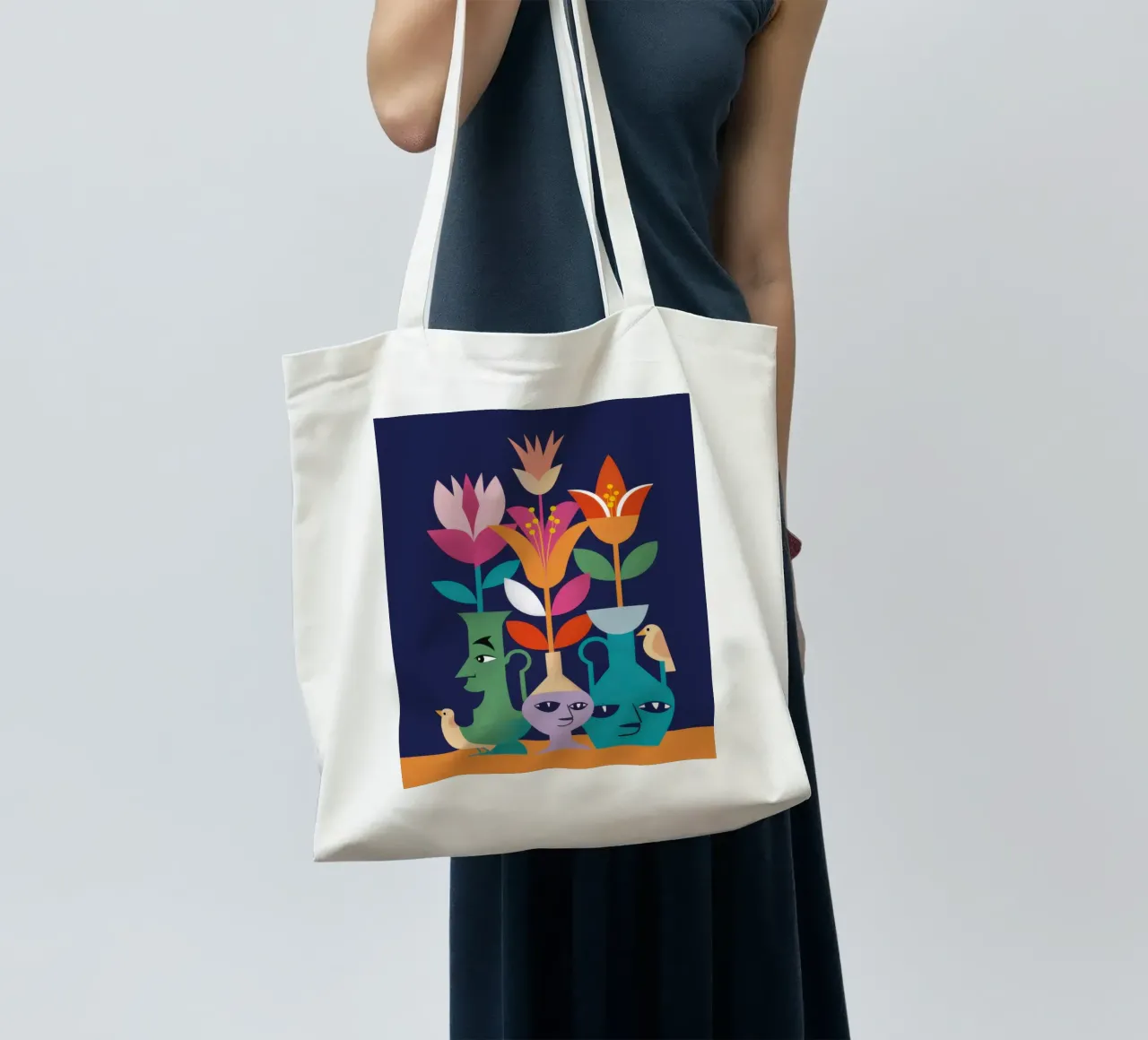 Folklore Tulip Gathering tote bag by Mossy Pigment