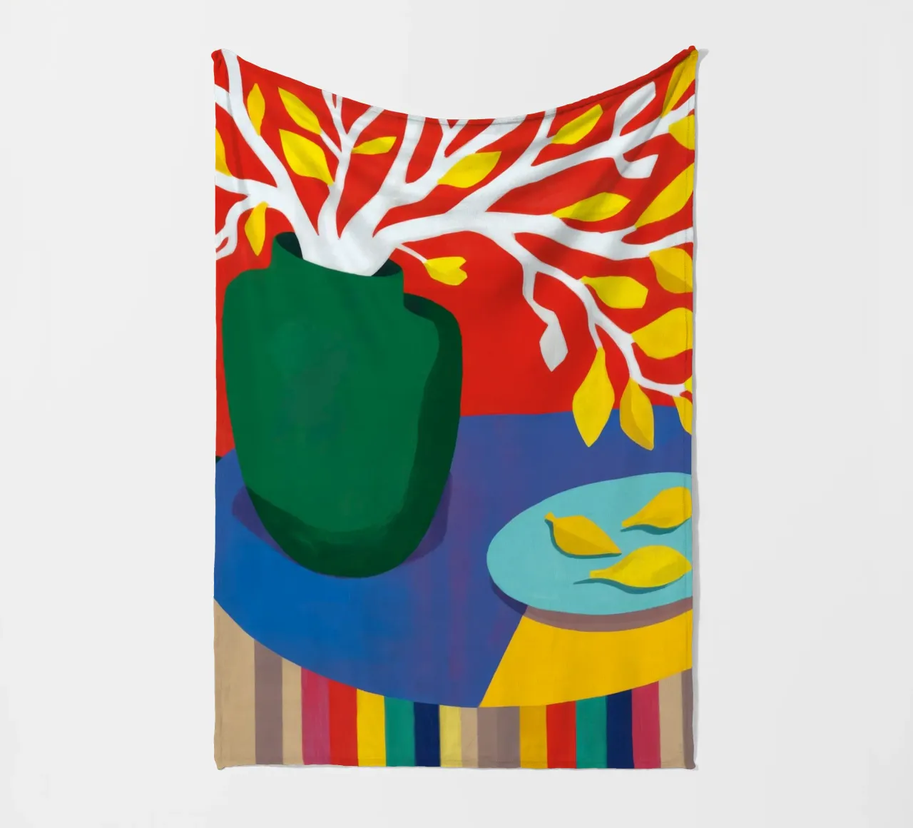 Chromatic Lemon Stillness fleece blanket by Arcane Lines