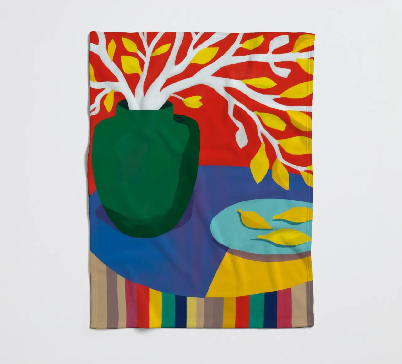 Chromatic Lemon Stillness fleece blanket by Arcane Lines