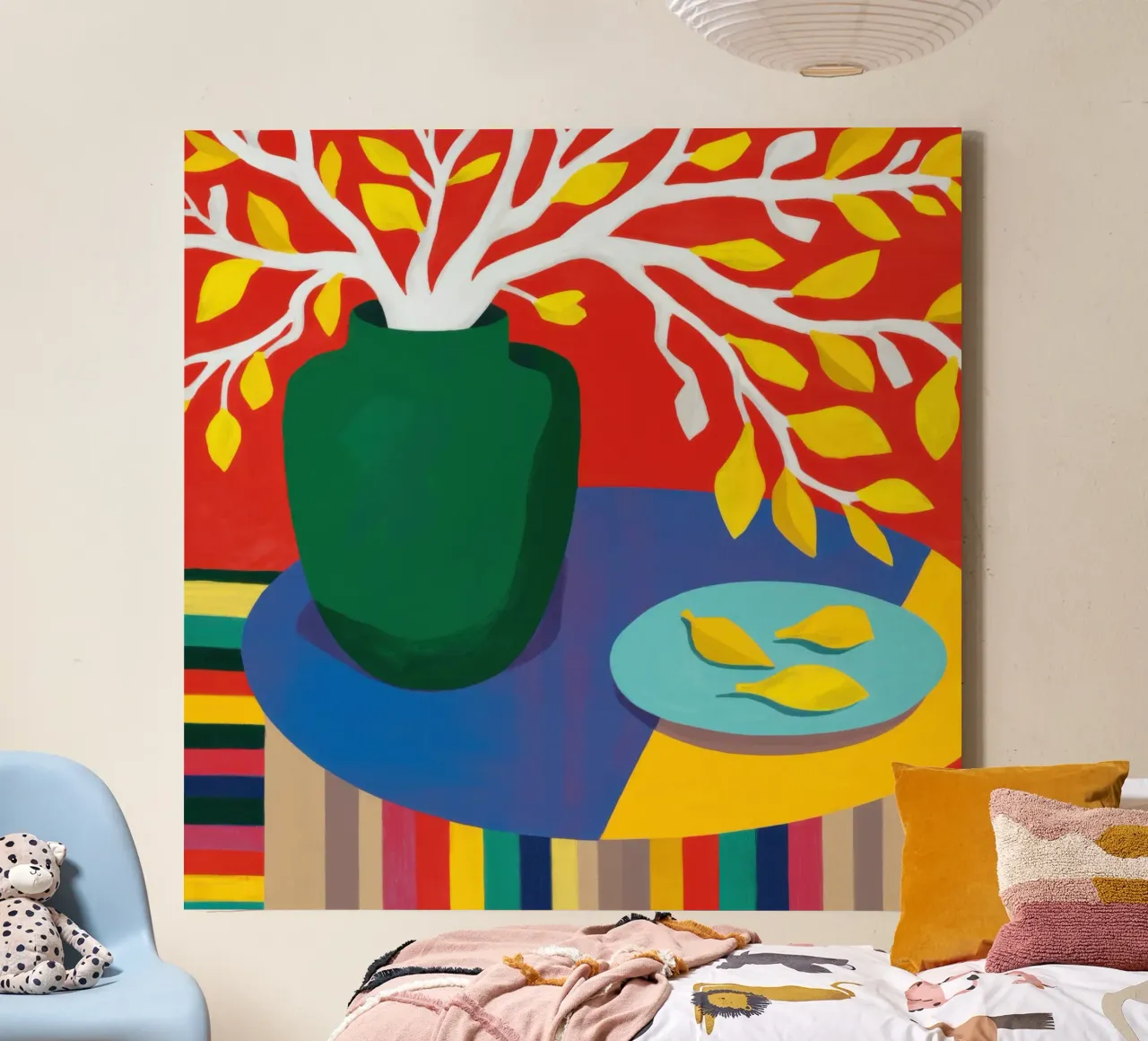 Chromatic Lemon Stillness canvas by Arcane Lines