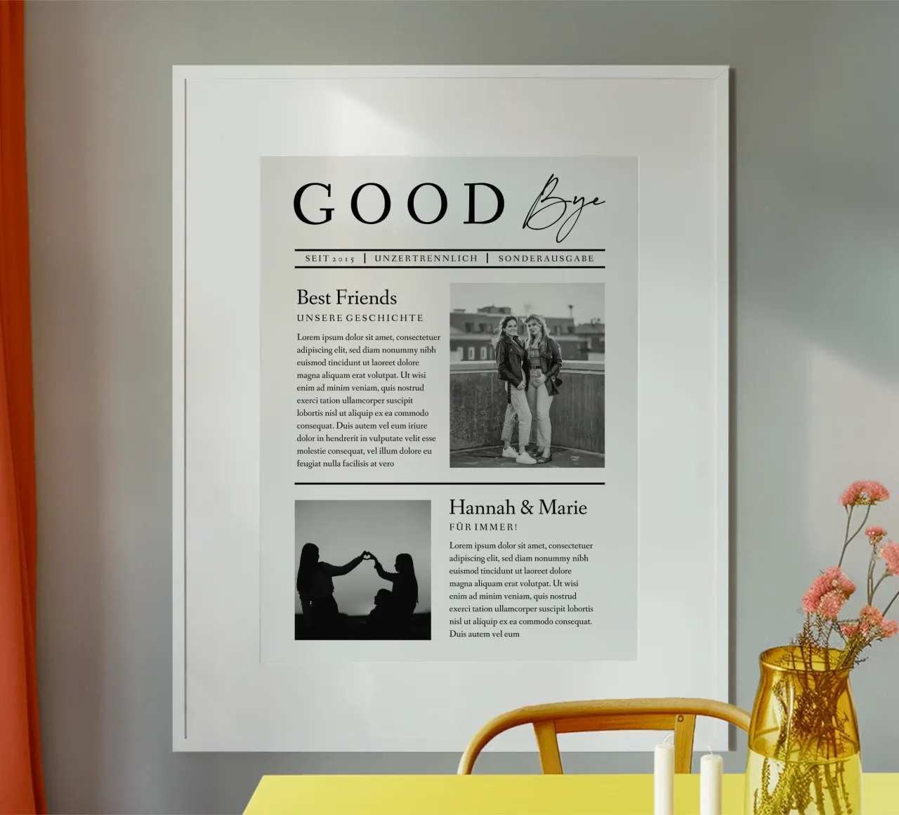 Goodbye poster con telaio in alluminio da Kartenliebe