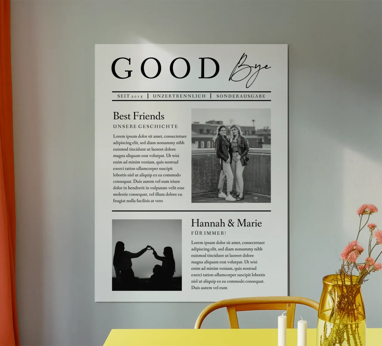 Goodbye poster con telaio in alluminio da Kartenliebe