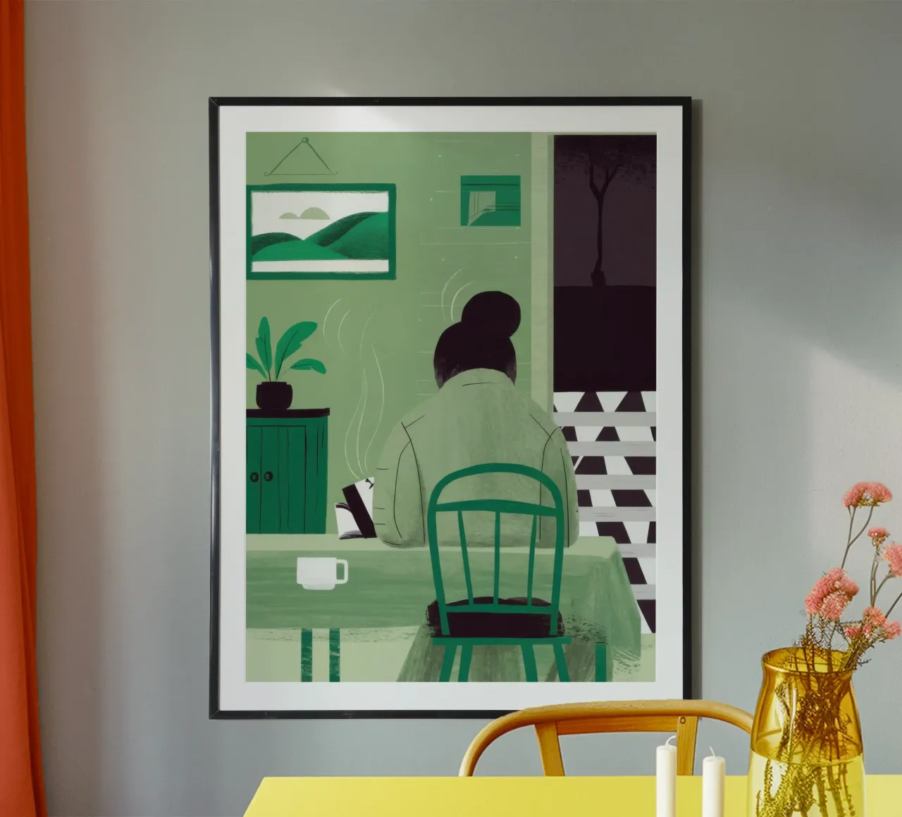 Ufficio domestico Verdant poster con telaio in legno da Mossy Pigment