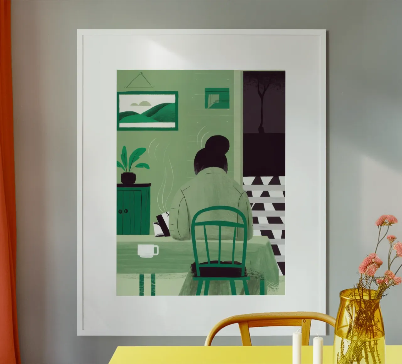 Ufficio domestico Verdant poster con telaio in legno da Mossy Pigment