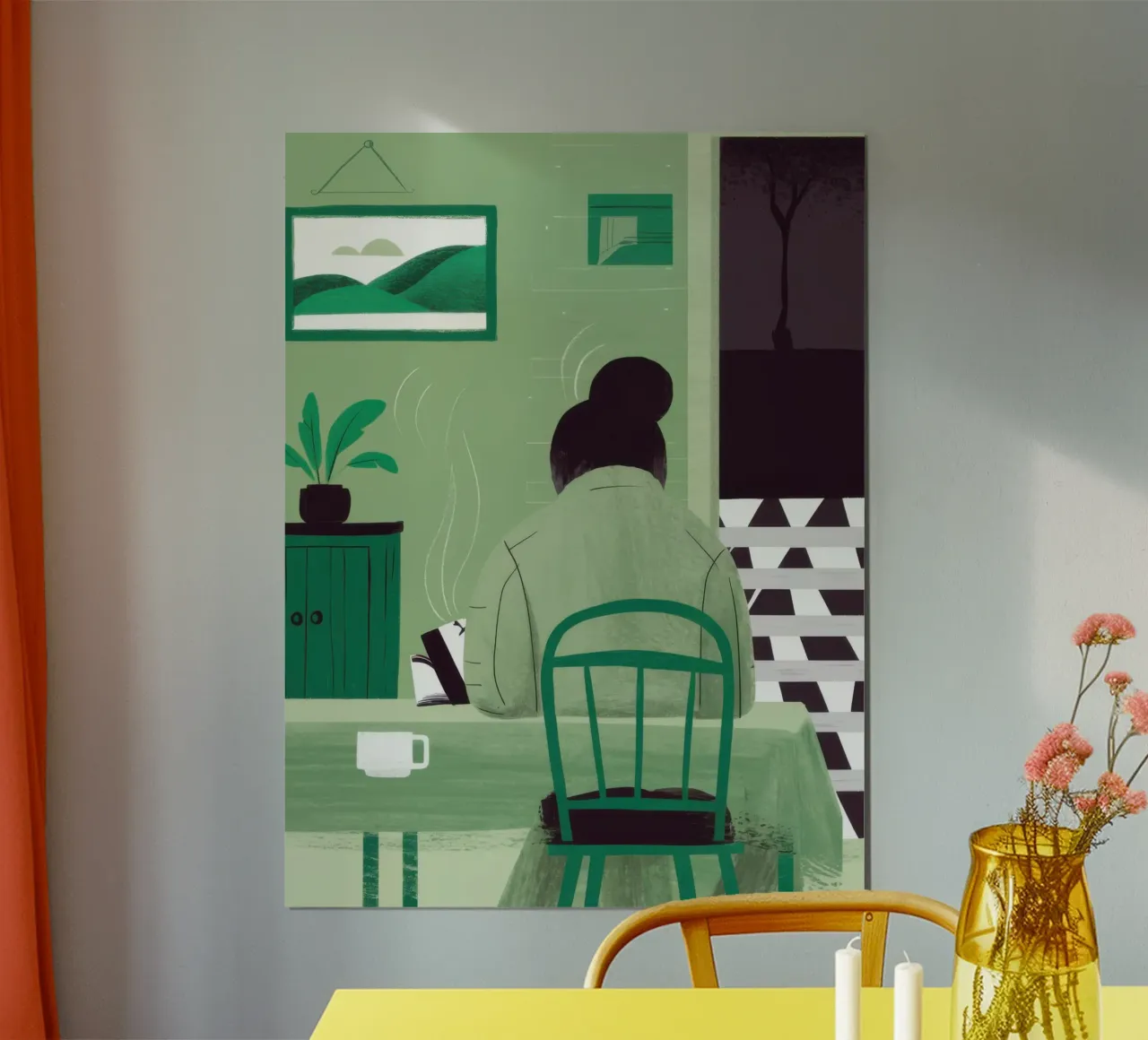 Ufficio domestico Verdant poster con telaio in legno da Mossy Pigment