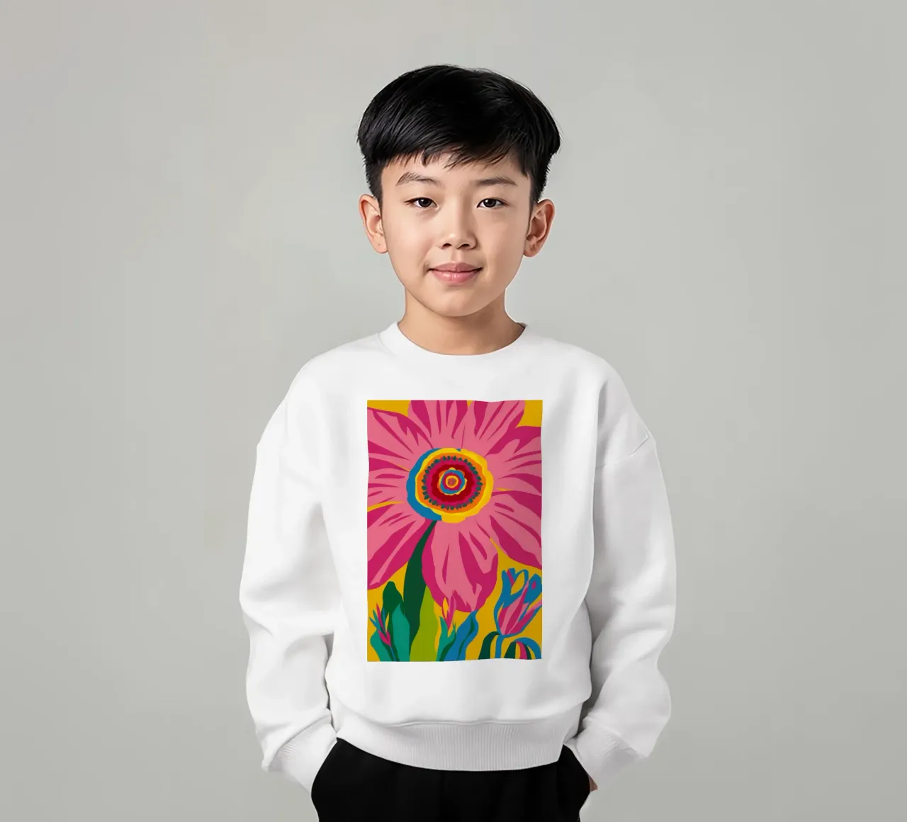 Fuchsia Sunflower Soul kids sweatshirt by Arcane Lines