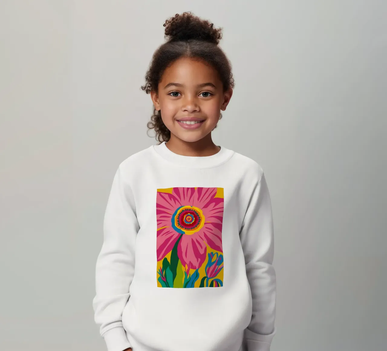 Fuchsia Sunflower Soul kids sweatshirt by Arcane Lines