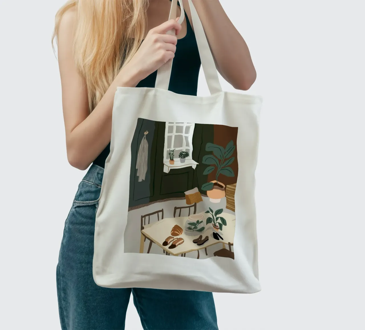 Dining Table Shadows tote bag by Lune Dreams