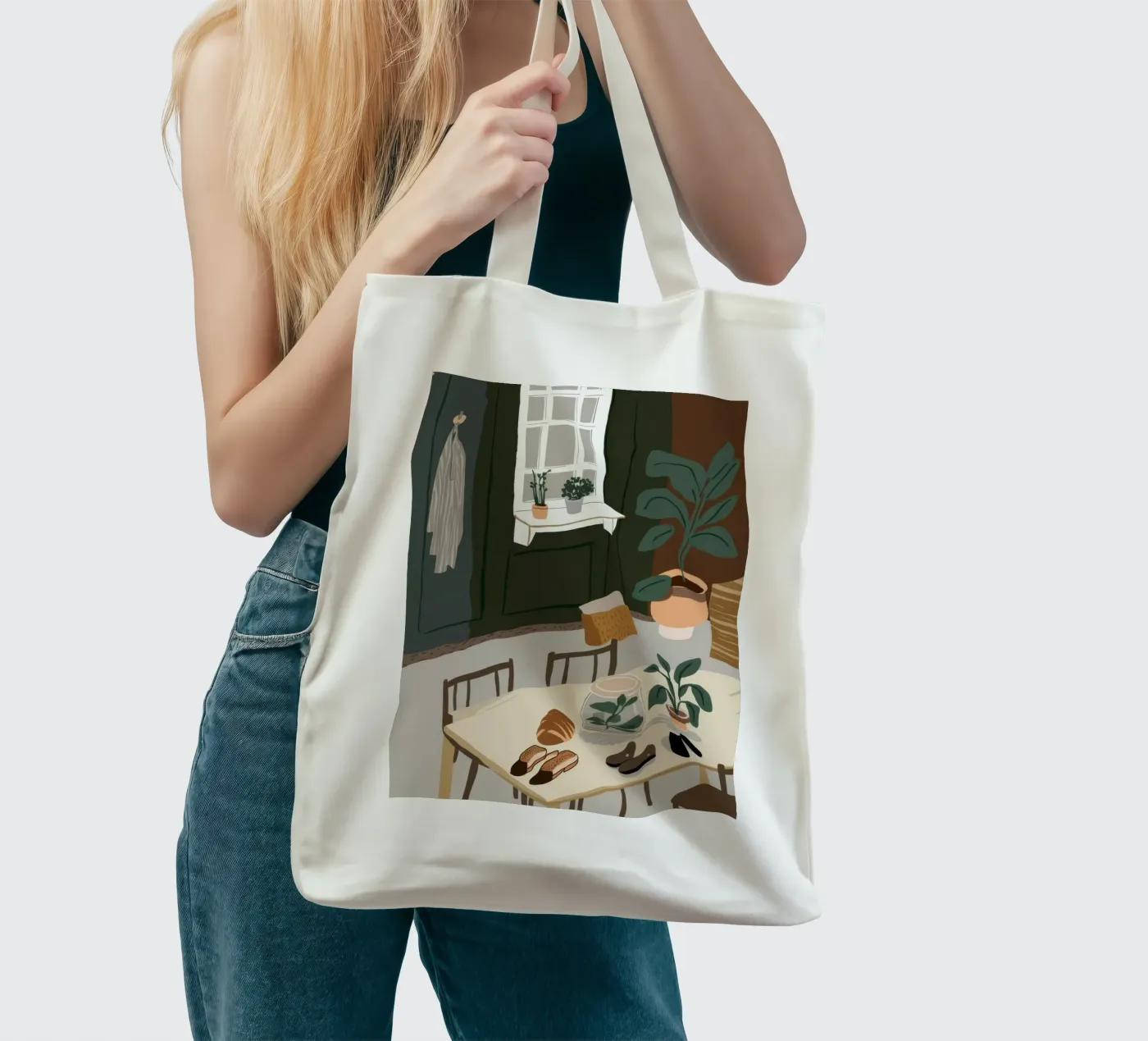 Dining Table Shadows tote bag by Lune Dreams