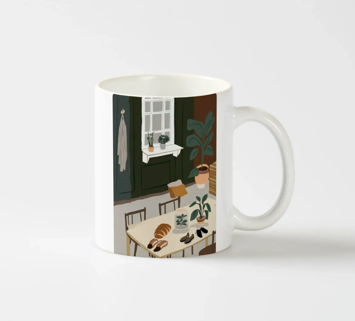 Dining Table Shadows ceramic mug by Lune Dreams