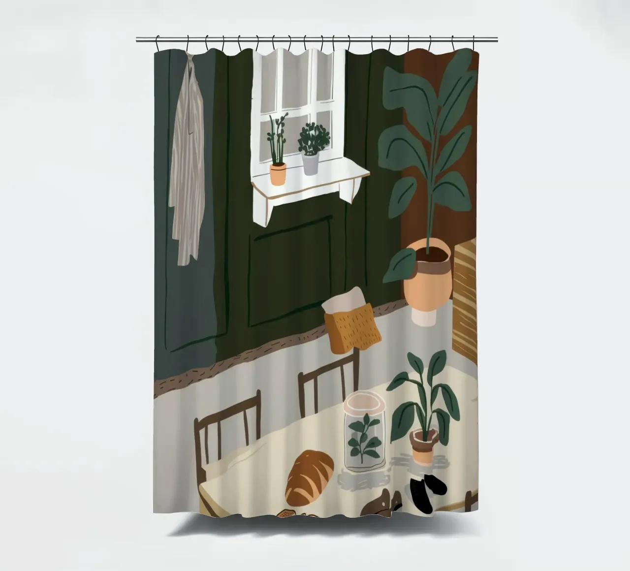 Eettafel Schaduwen douchegordijn van Lune Dreams