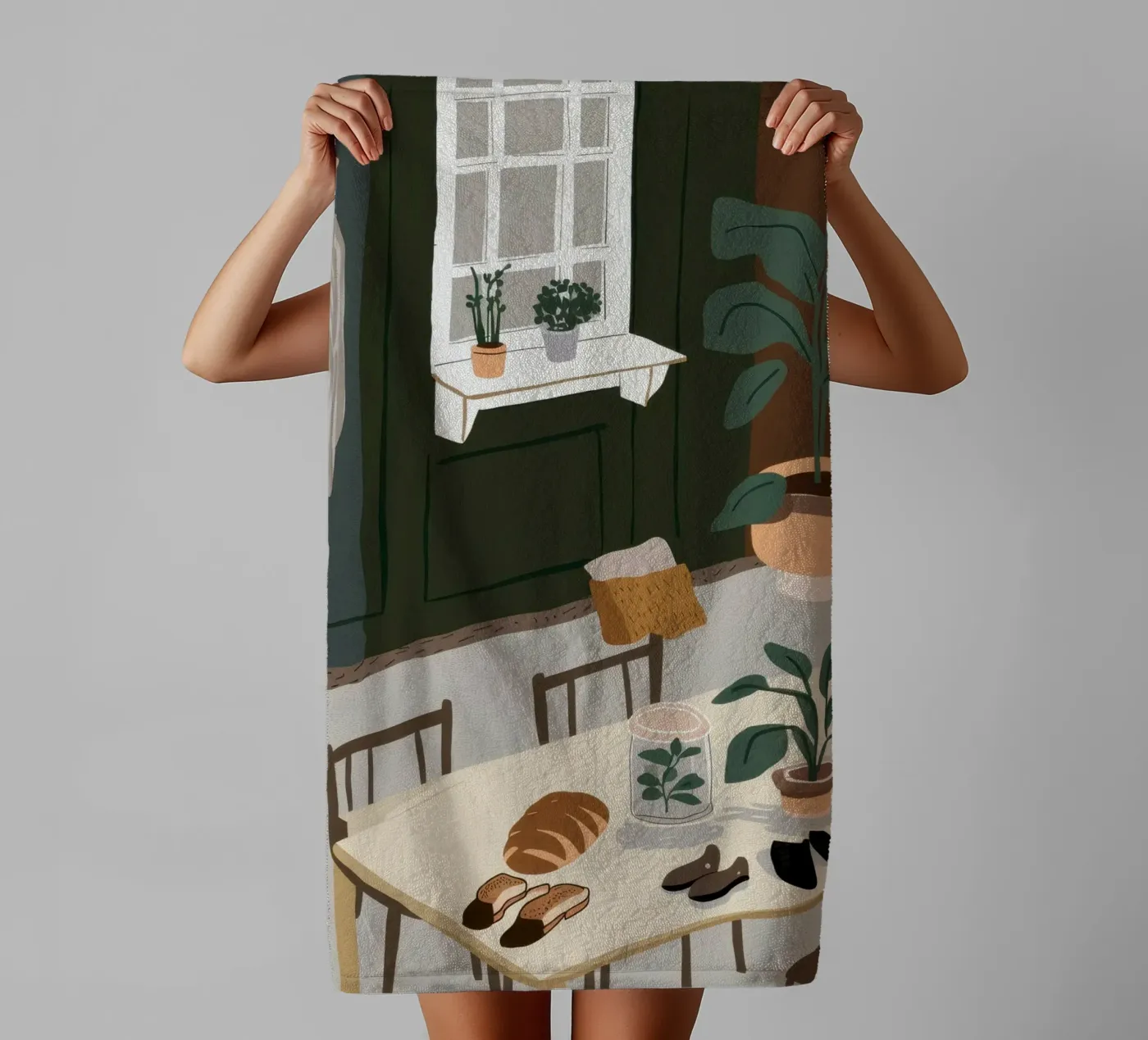 Dining Table Shadows towel by Lune Dreams