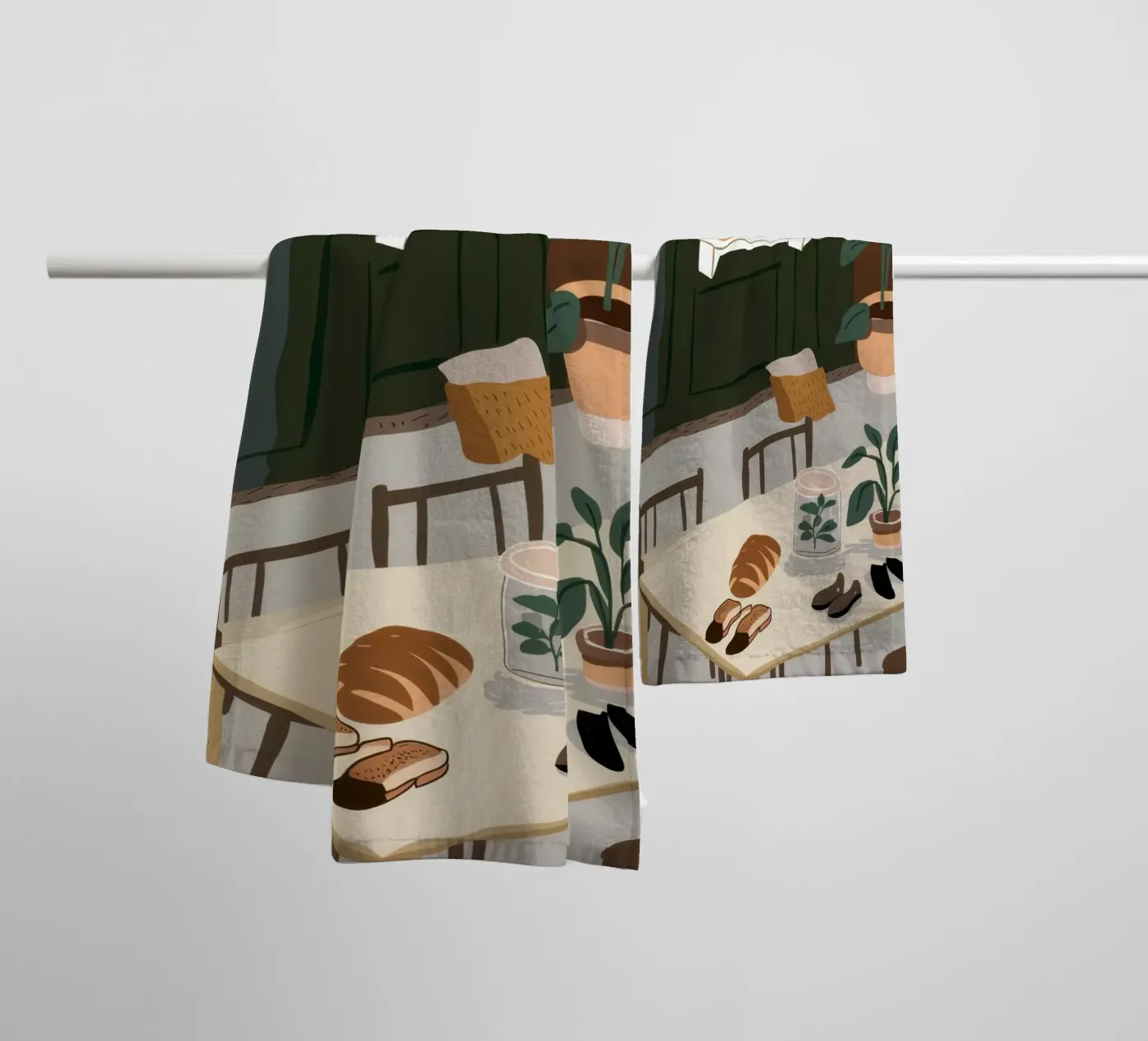 Dining Table Shadows towel by Lune Dreams