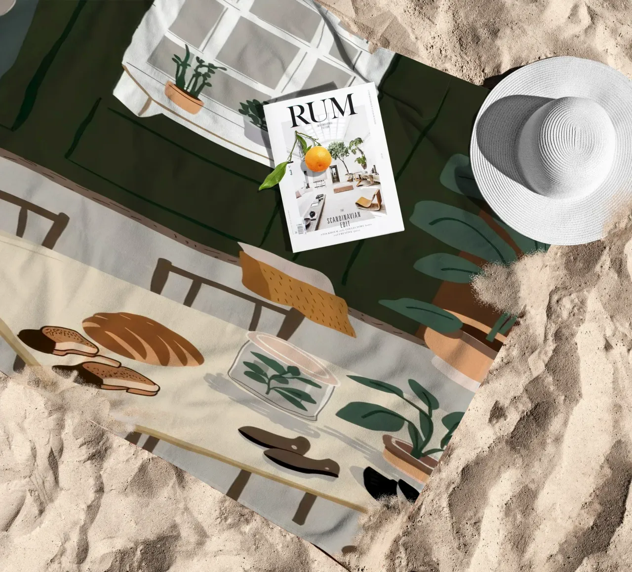 Eettafel Schaduwen strandhanddoek van Lune Dreams