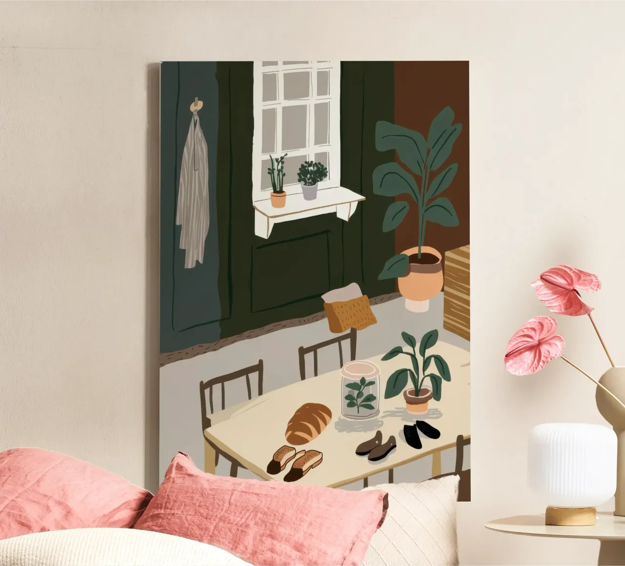 Eettafel Schaduwen canvas van Lune Dreams