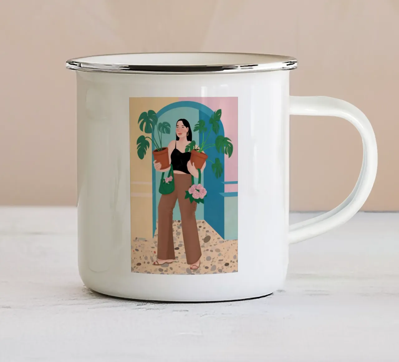 Monstera Muse Poise tazza in smalto da Mossy Pigment