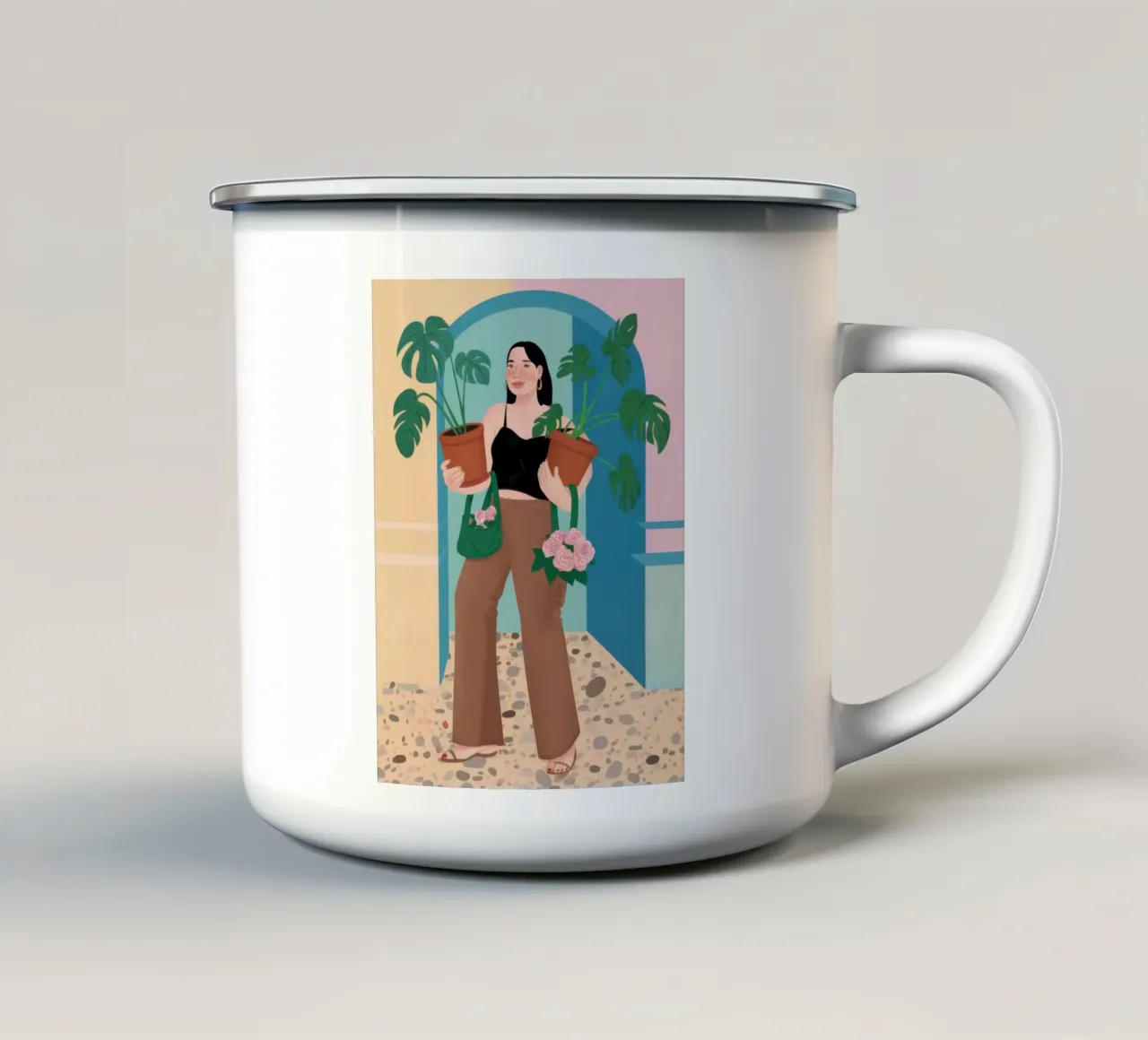 Monstera Muse Poise tazza in smalto da Mossy Pigment