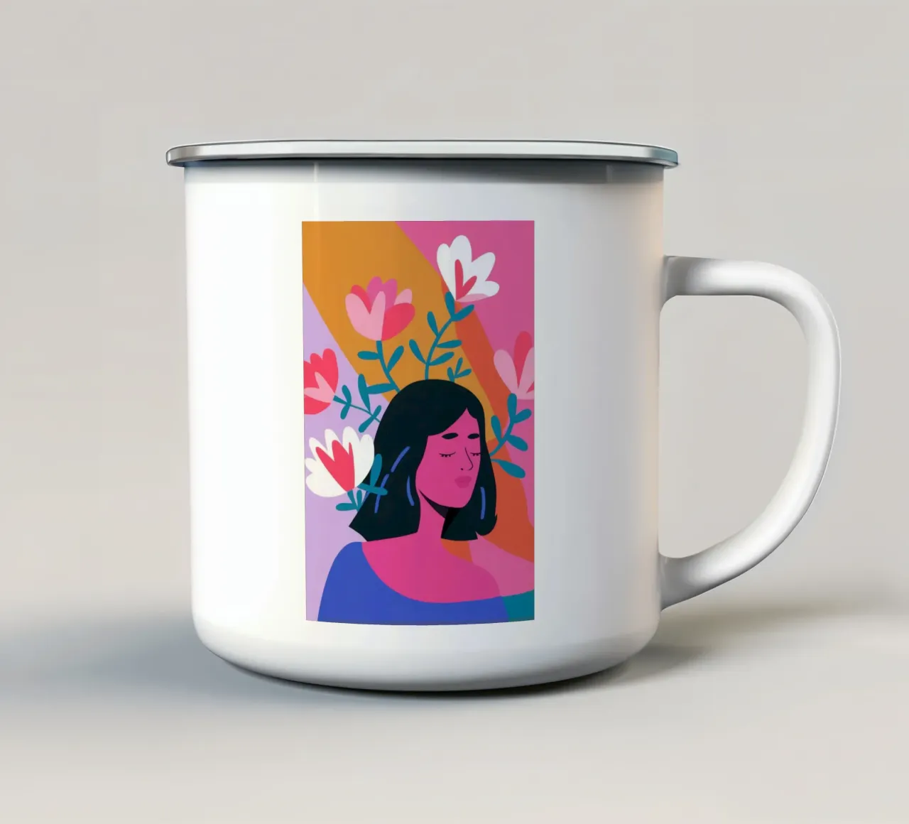 Riposo floreale rosa tazza in smalto da Lune Dreams