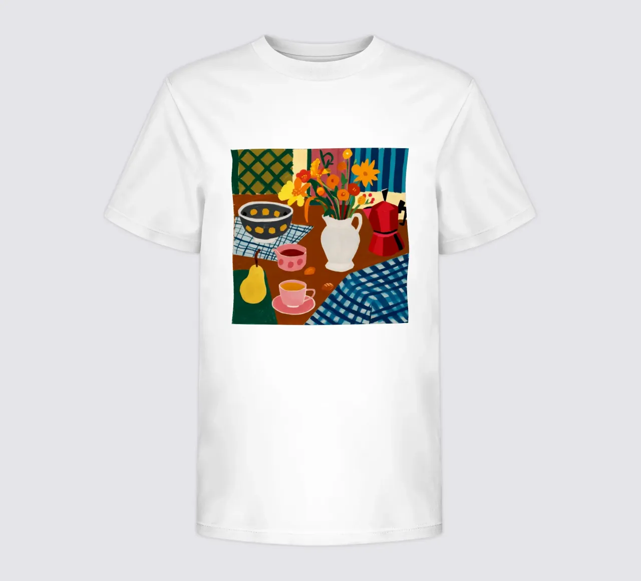 Checkered Pear Pitcher kids t-shirt by Arcane Lines