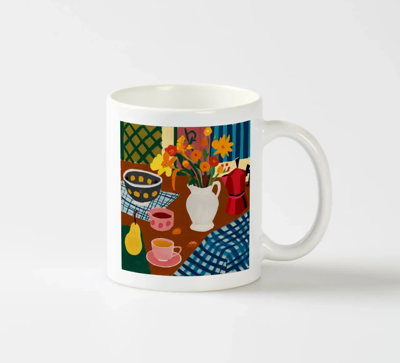 Brocca pera a scacchi tazza in ceramica da Arcane Lines