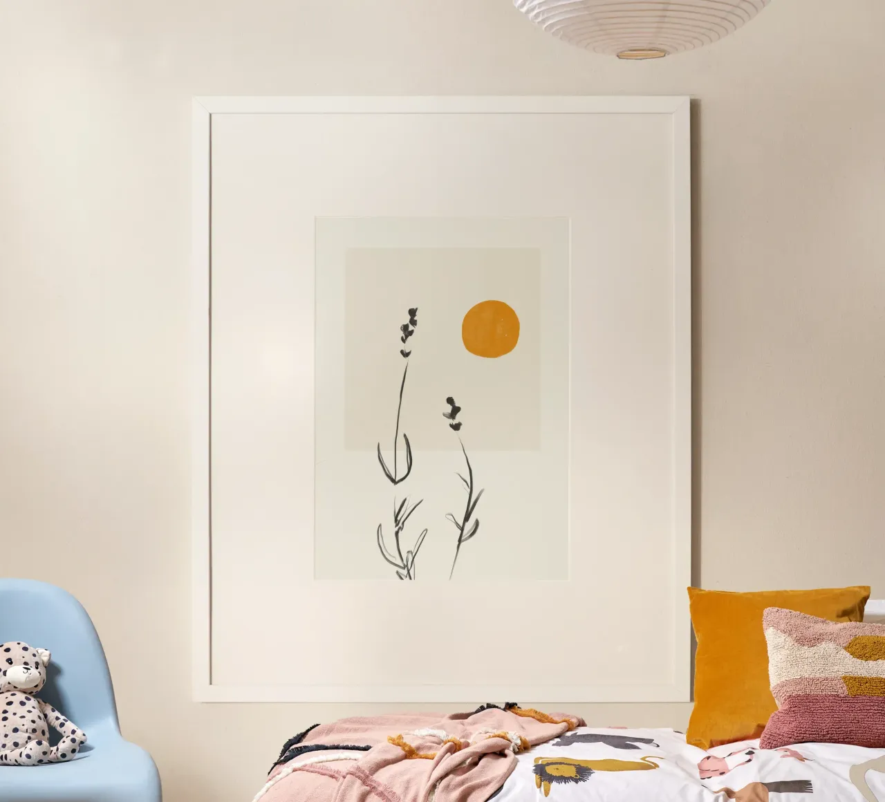 Sole di lavanda poster con telaio in legno da LeaDArt