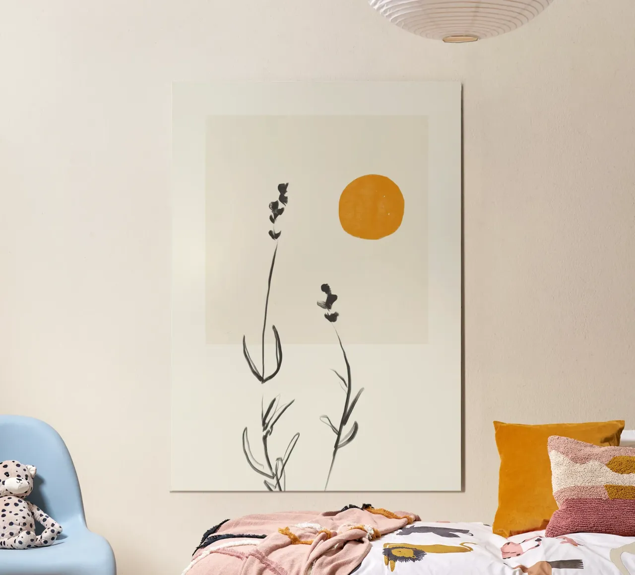 Sole di lavanda poster con telaio in legno da LeaDArt