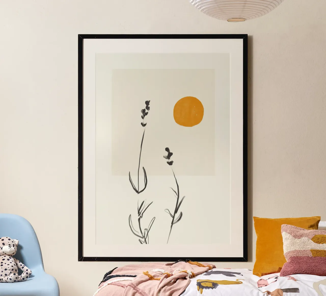 Sole di lavanda poster con telaio in legno da LeaDArt