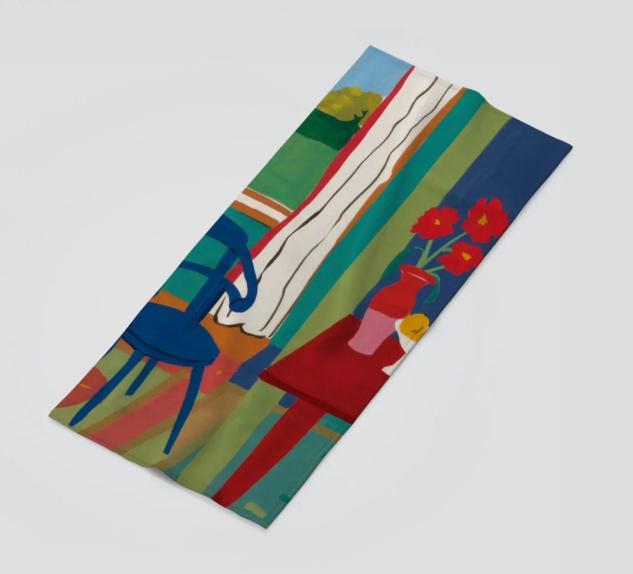 Windowed Poppy Repose beach towel by Arcane Lines