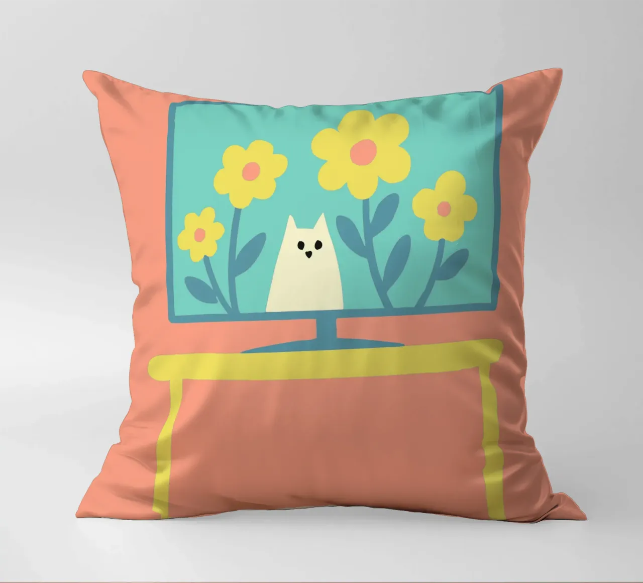 Gatto sullo schermo della televisione cuscino da TRENDY POSTER SHOP