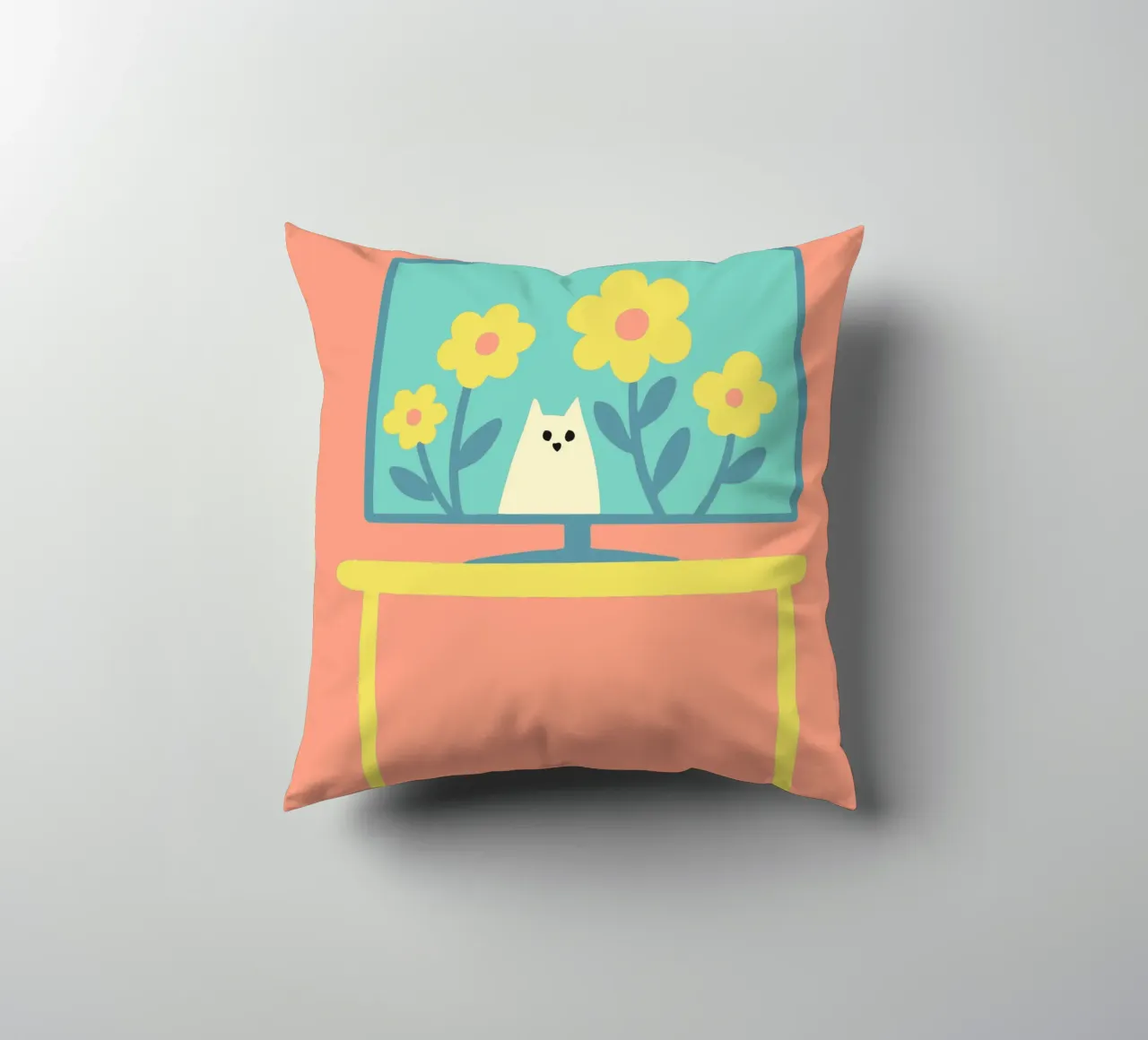 Gatto sullo schermo della televisione cuscino da TRENDY POSTER SHOP
