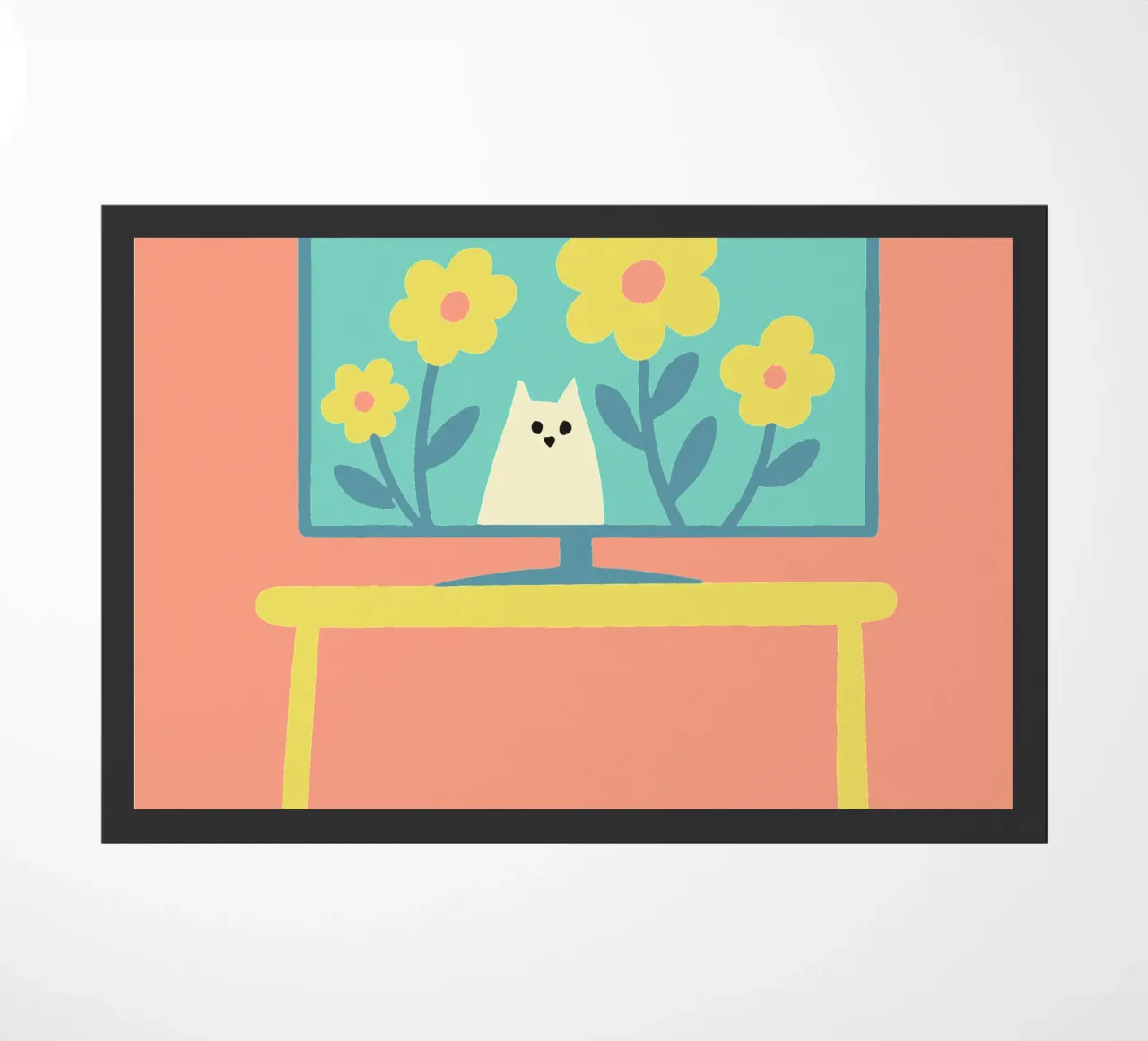 Gatto sullo schermo della televisione zerbino da TRENDY POSTER SHOP