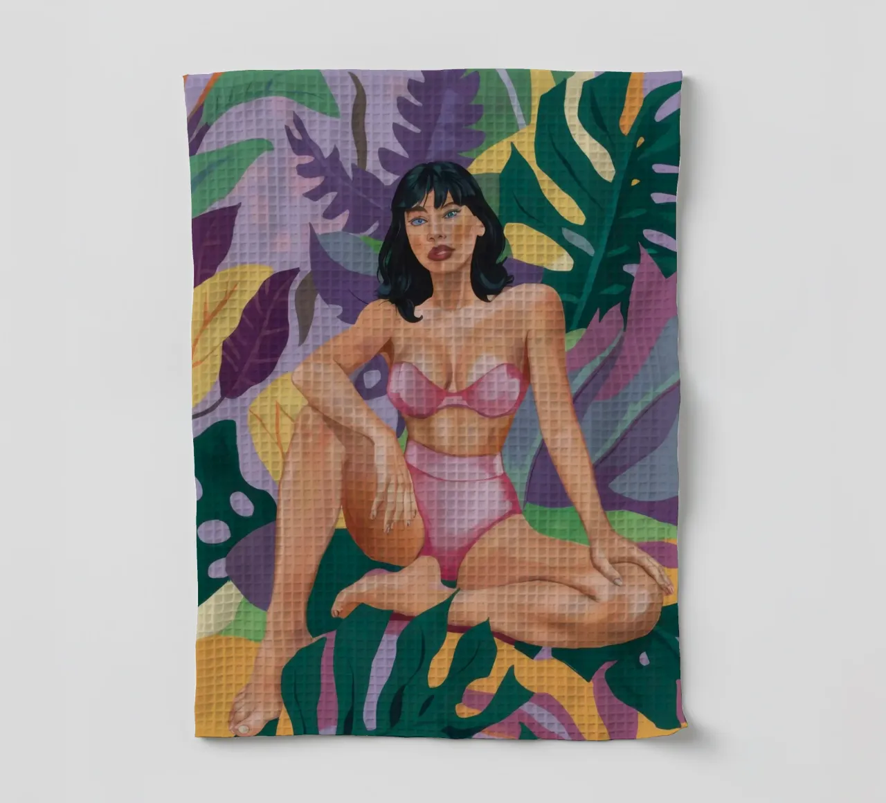 Jungle Oasis Tranquility tea towel by Mossy Pigment