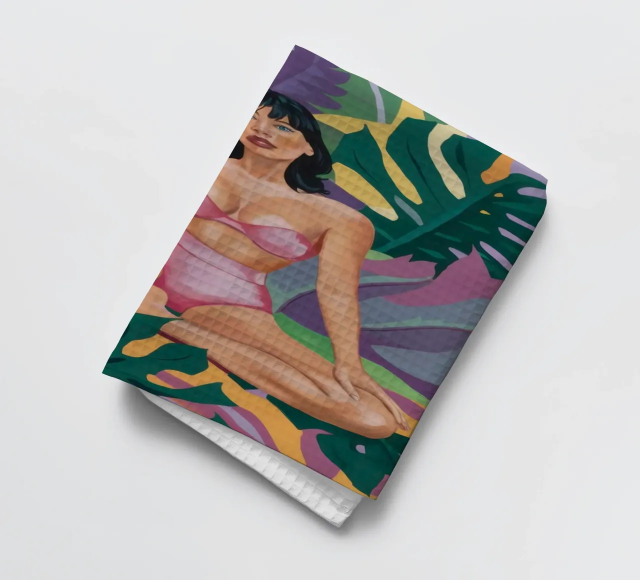 Jungle Oasis Tranquility tea towel by Mossy Pigment