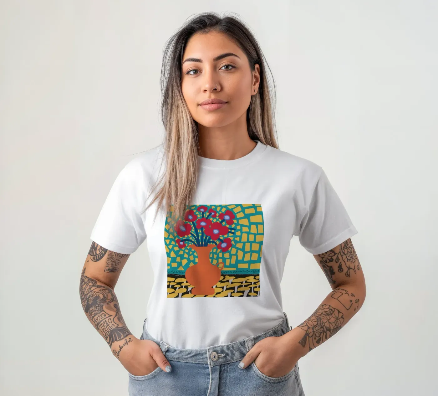 Papavero Patchwork Joy t-shirt da Arcane Lines