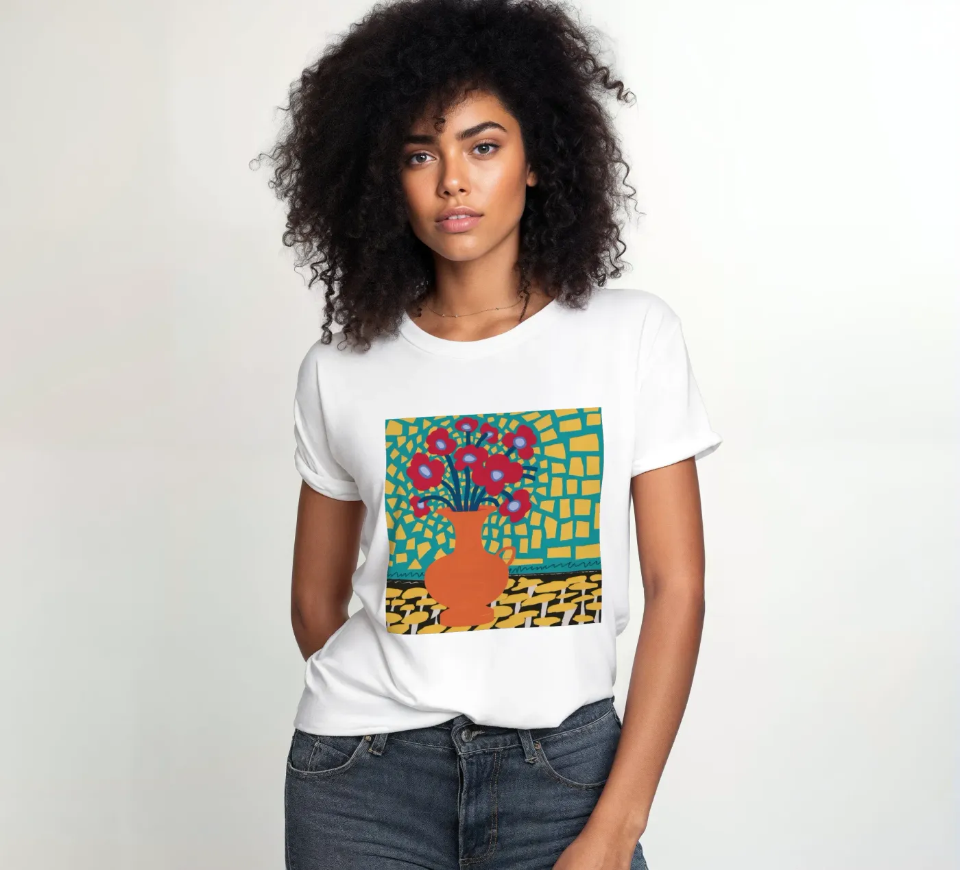 Papavero Patchwork Joy t-shirt da donna da Arcane Lines