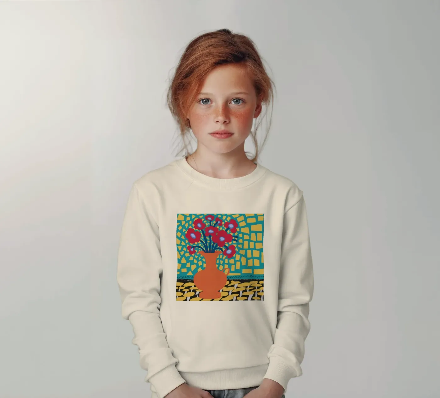 Mohn Patchwork Freude Kinder Sweatshirt von Arcane Lines