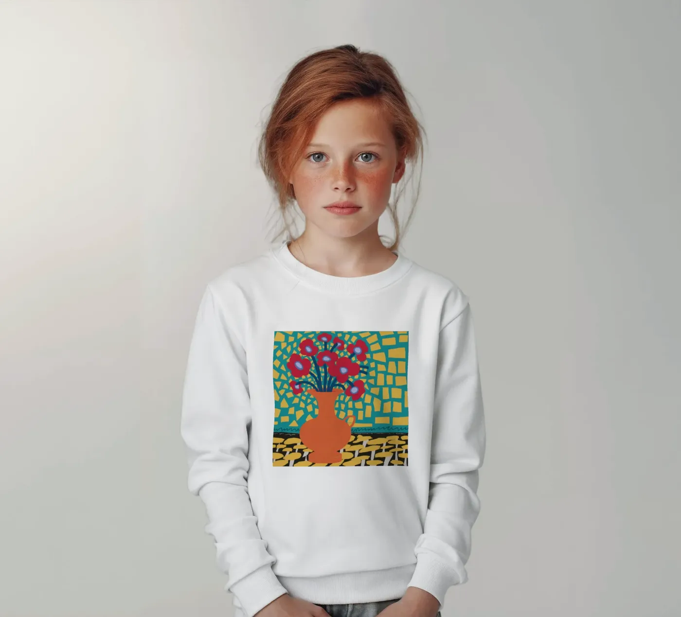 Mohn Patchwork Freude Kinder Sweatshirt von Arcane Lines