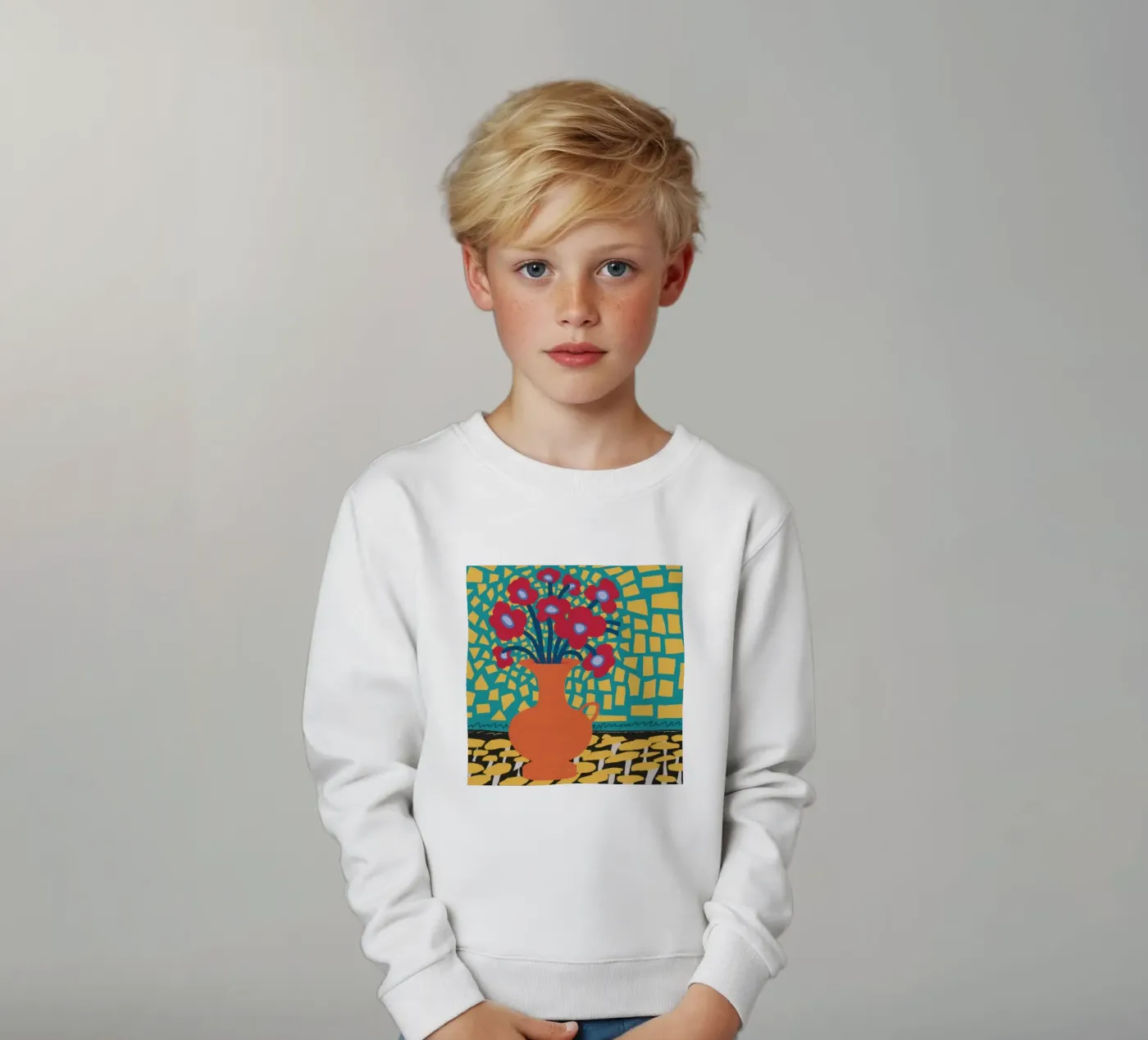 Mohn Patchwork Freude Kinder Sweatshirt von Arcane Lines