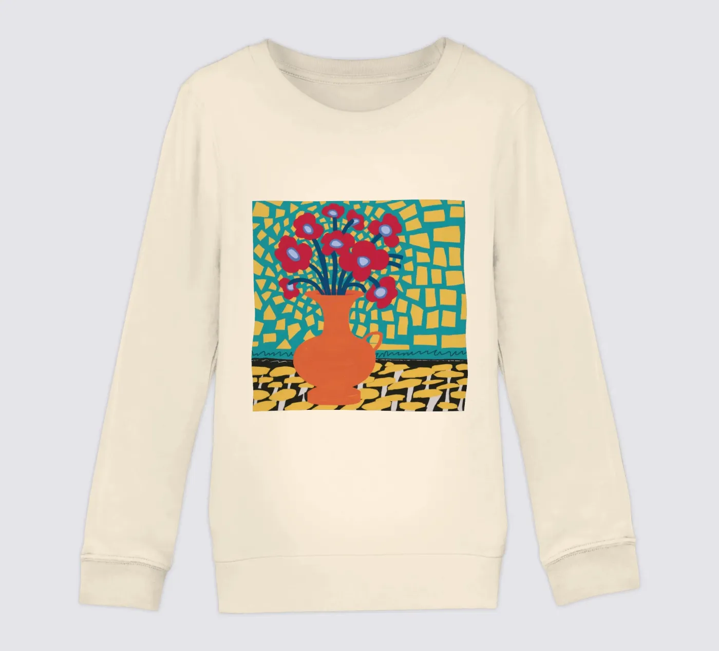 Mohn Patchwork Freude Kinder Sweatshirt von Arcane Lines