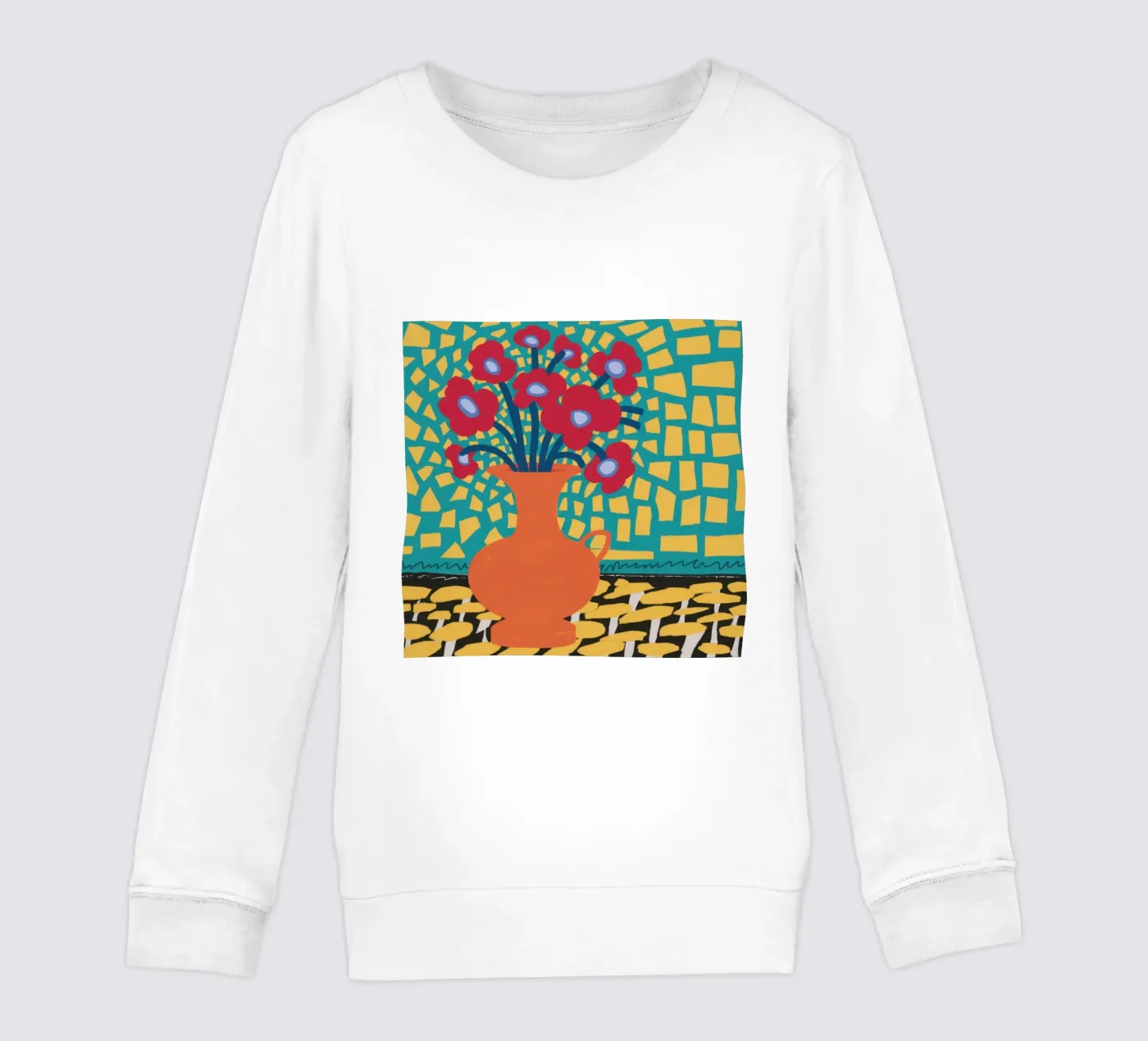 Mohn Patchwork Freude Kinder Sweatshirt von Arcane Lines
