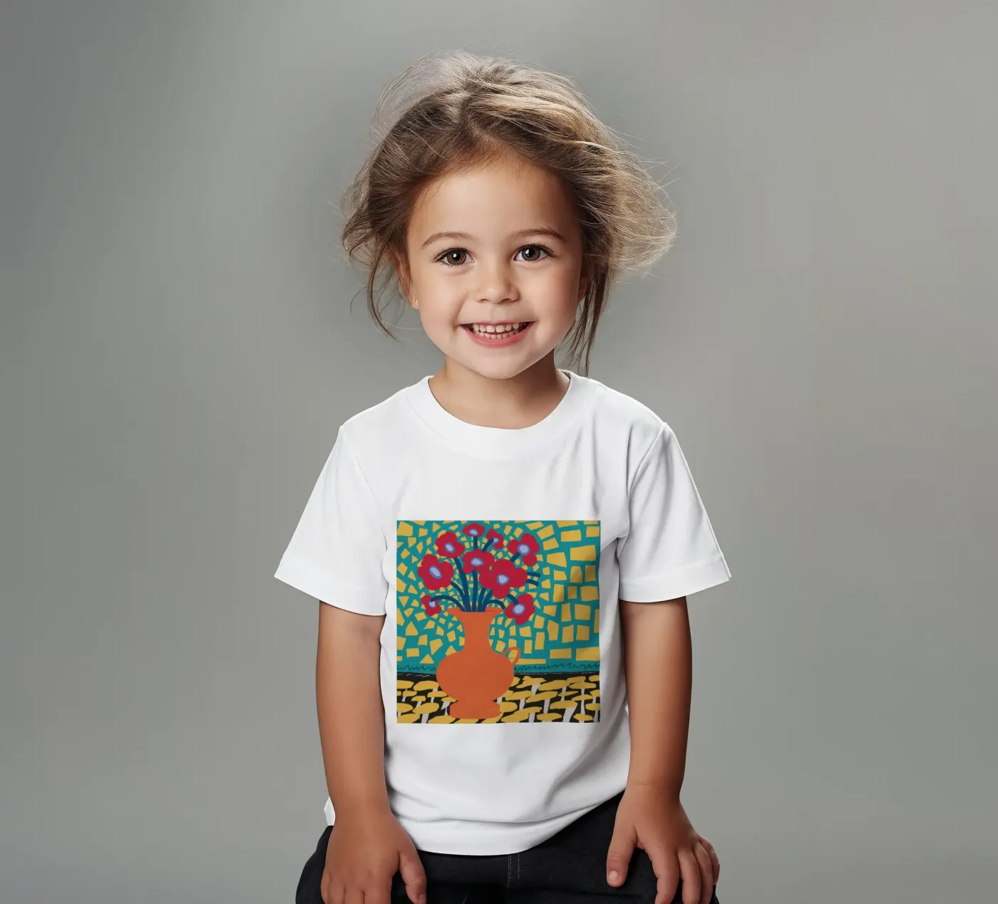 Papavero Patchwork Joy t-shirt bambini da Arcane Lines