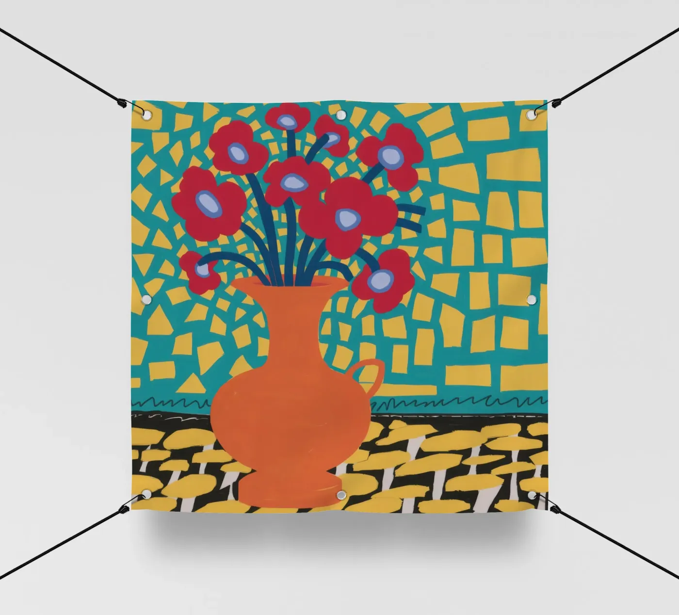 Mohn Patchwork Freude PVC Plane von Arcane Lines