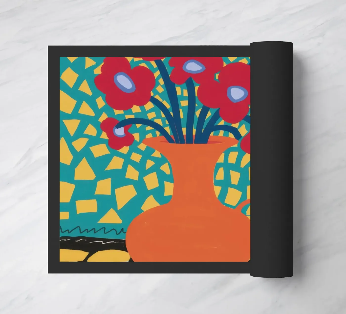 Poppy Patchwork Joy Fußmatte von Arcane Lines