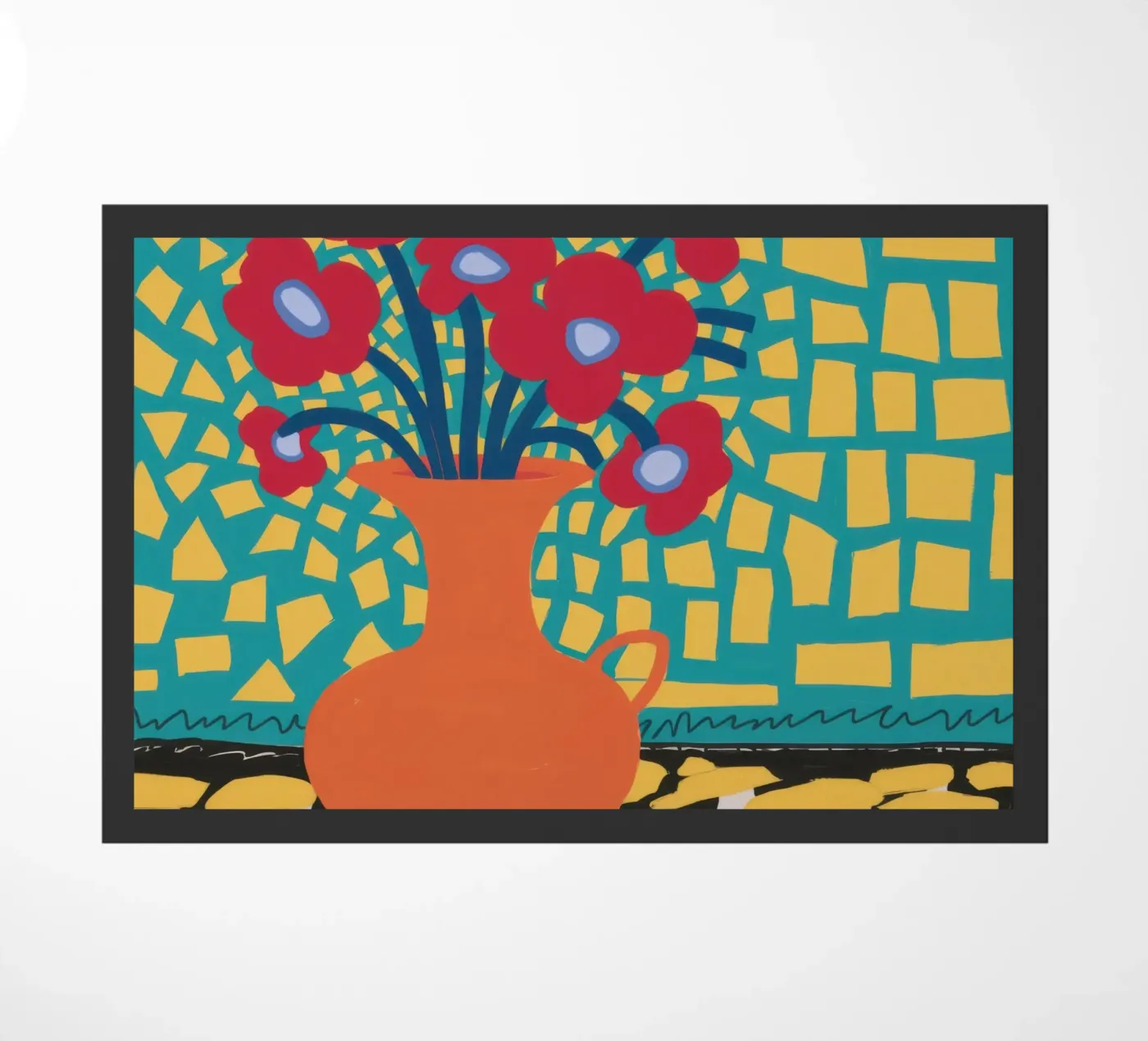 Poppy Patchwork Joy Fußmatte von Arcane Lines