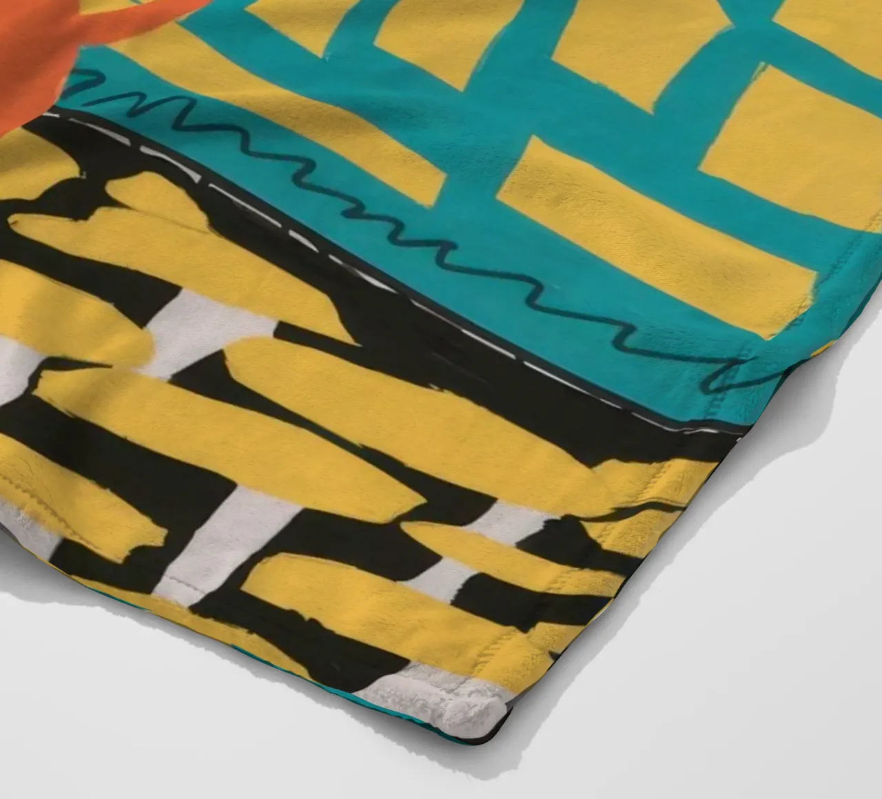 Poppy Patchwork Joy fleece blanket by Arcane Lines