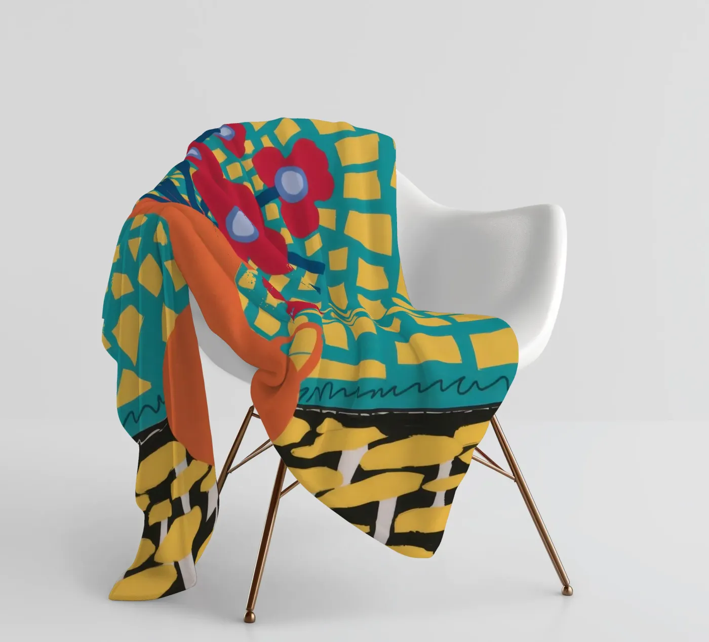 Mohn Patchwork Freude Fleecedecke von Arcane Lines