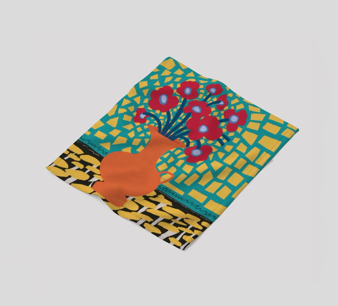 Poppy Patchwork Joy fleece blanket by Arcane Lines